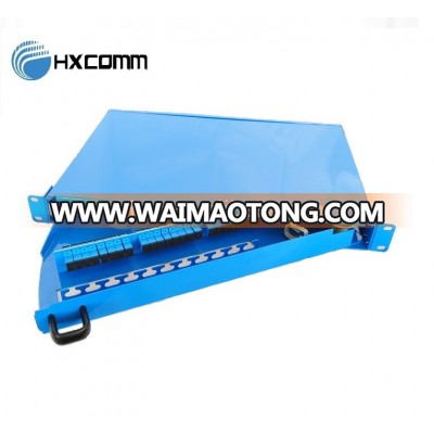 New Design FTTH swing type fibre swing patch panel aluminium sheet rack mount 24/36/96 ports fiber optic patch panel