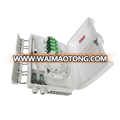 FTTH 16 Ports 16 core indoor outdoor fibre fiber optic termination box with steel tube type PLC splitter and adapter